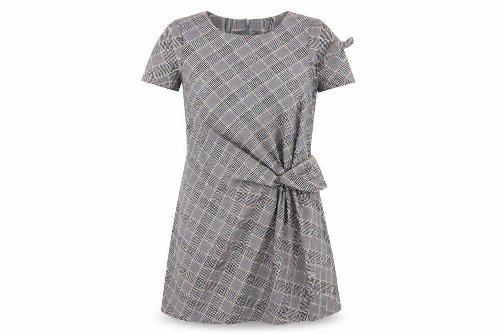 Front view of Next women’s grey check a-line, size S