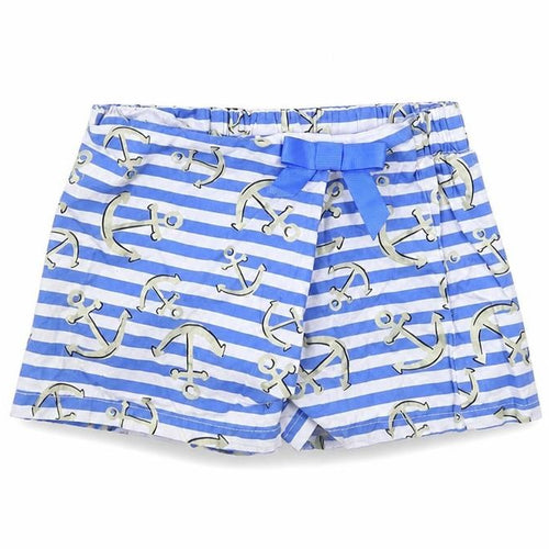 Preworn Girls Blue Striped  Wrap Shorts Size 7 Years