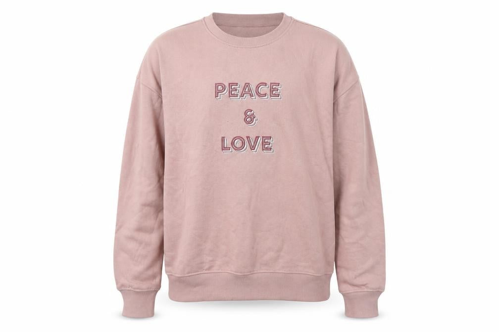 Front view of Primark women’s pink pullover sweatshirt, size UK 10