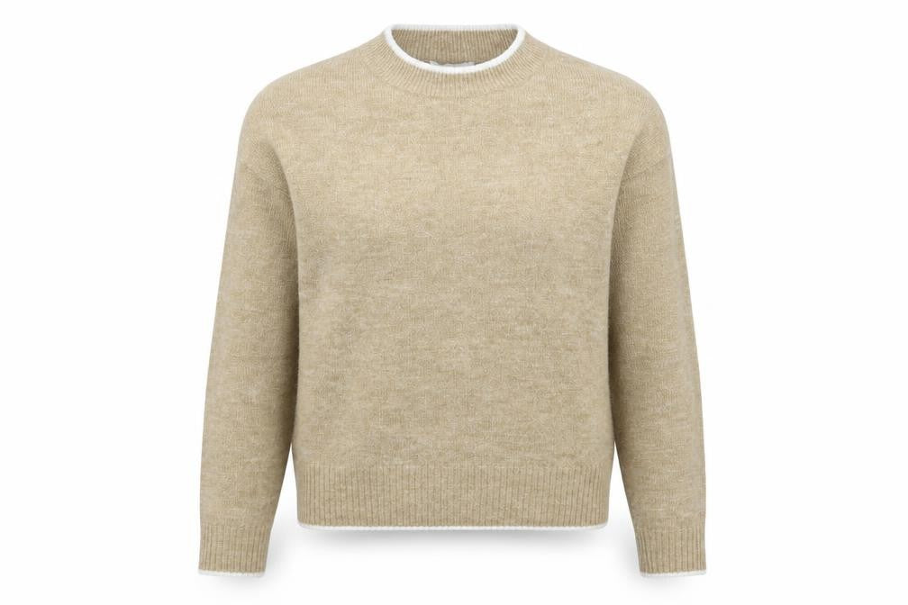Front view of H&M women’s beige knit jumper, size XS