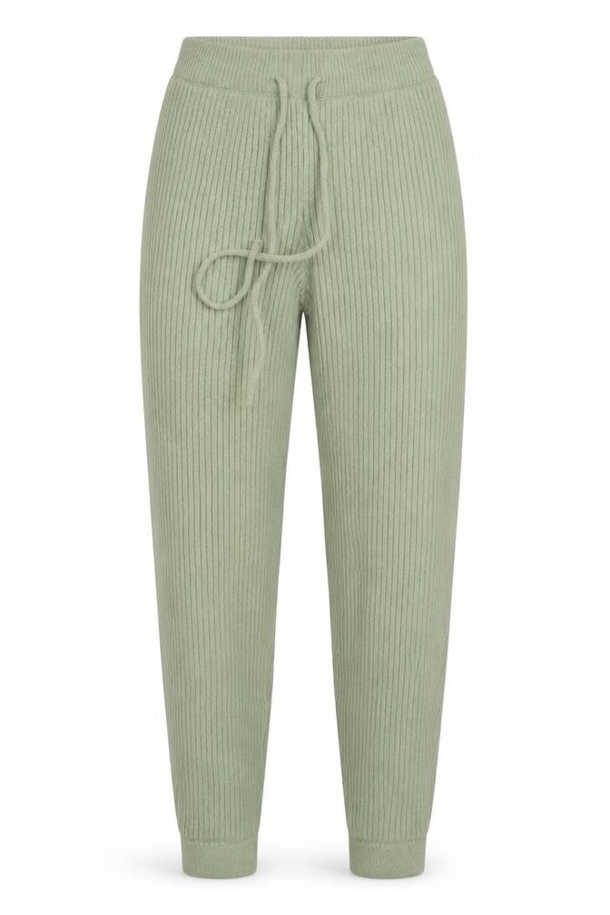 Front view of Marks & Spencer women’s grey knit trousers, size UK 10, 26-inch leg