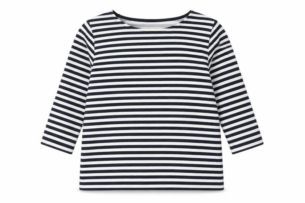 Front view of Soyaconcept women’s blue striped jumper, size L