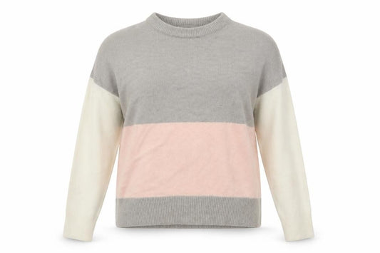 Front view of Nutmeg women’s multicoloured striped jumper, size UK 12