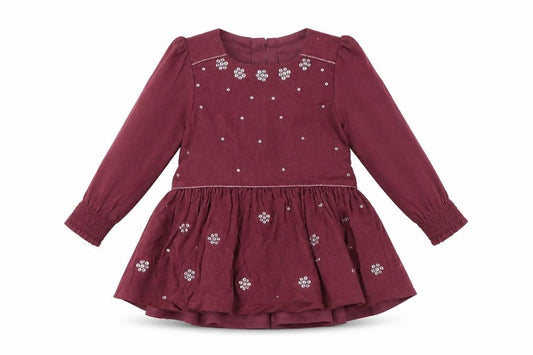 Front view of F&F girls’ purple a-line, size 18-24, months