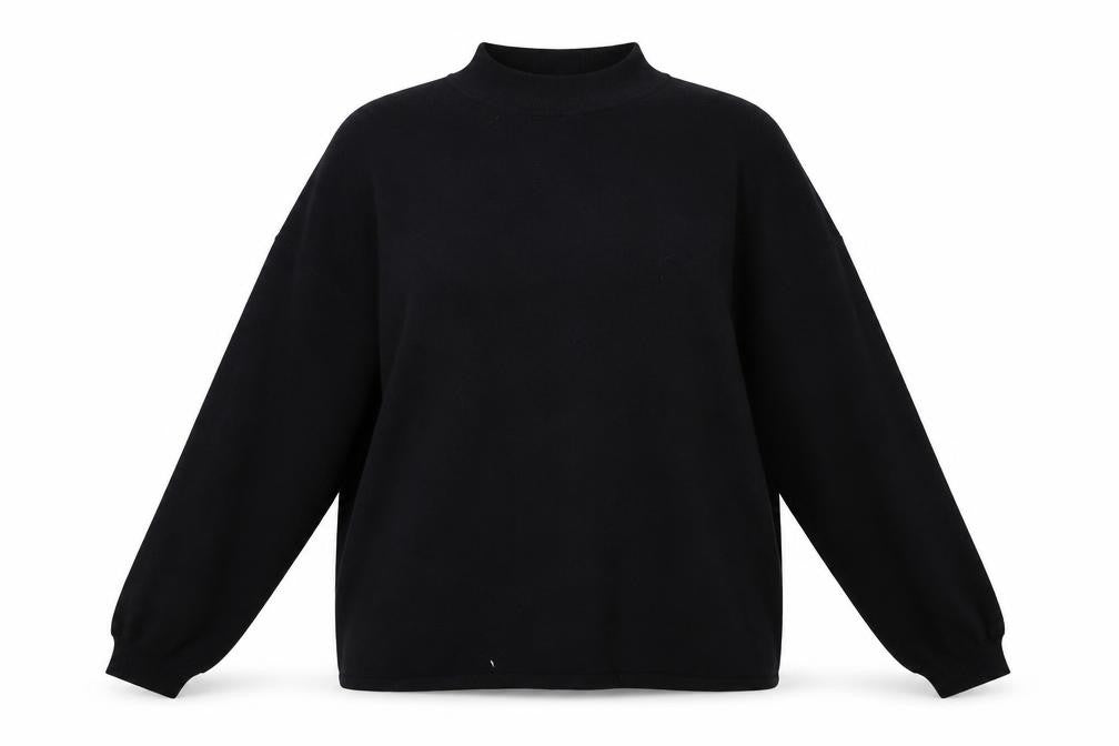 Front view of H&M women’s black knit pullover sweatshirt, size S