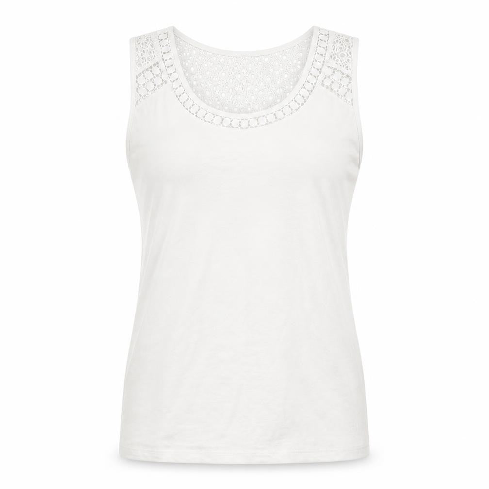 Front view of TU women’s white basic tank, size UK 12