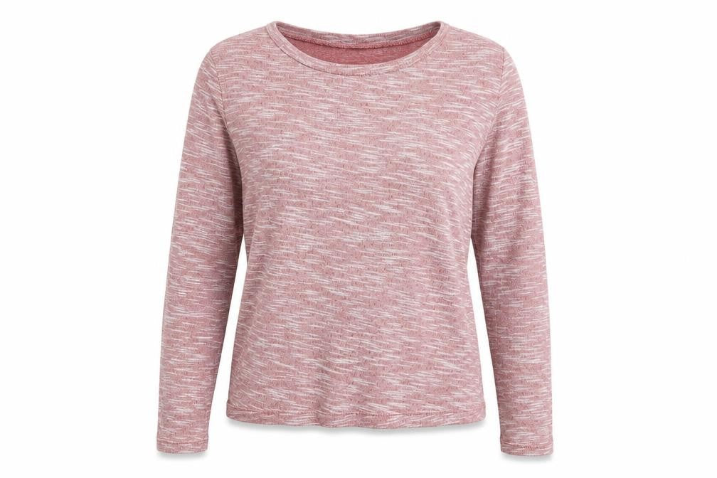 Front view of H&M women’s pink pullover sweatshirt, size XS