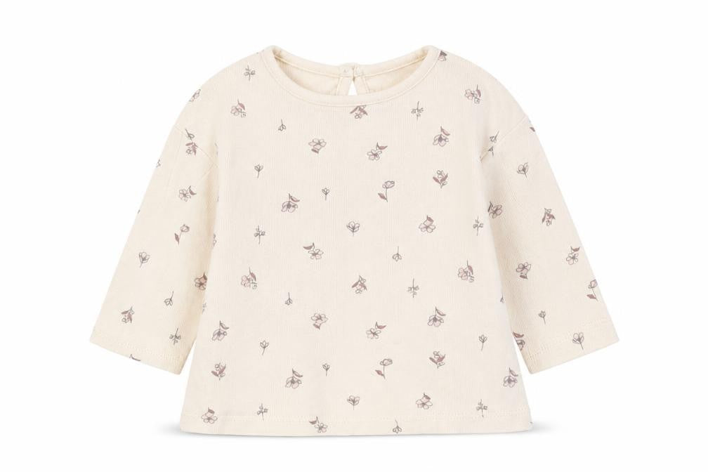 George Girls Beige Floral  Basic T-Shirt Size 3-6 Months