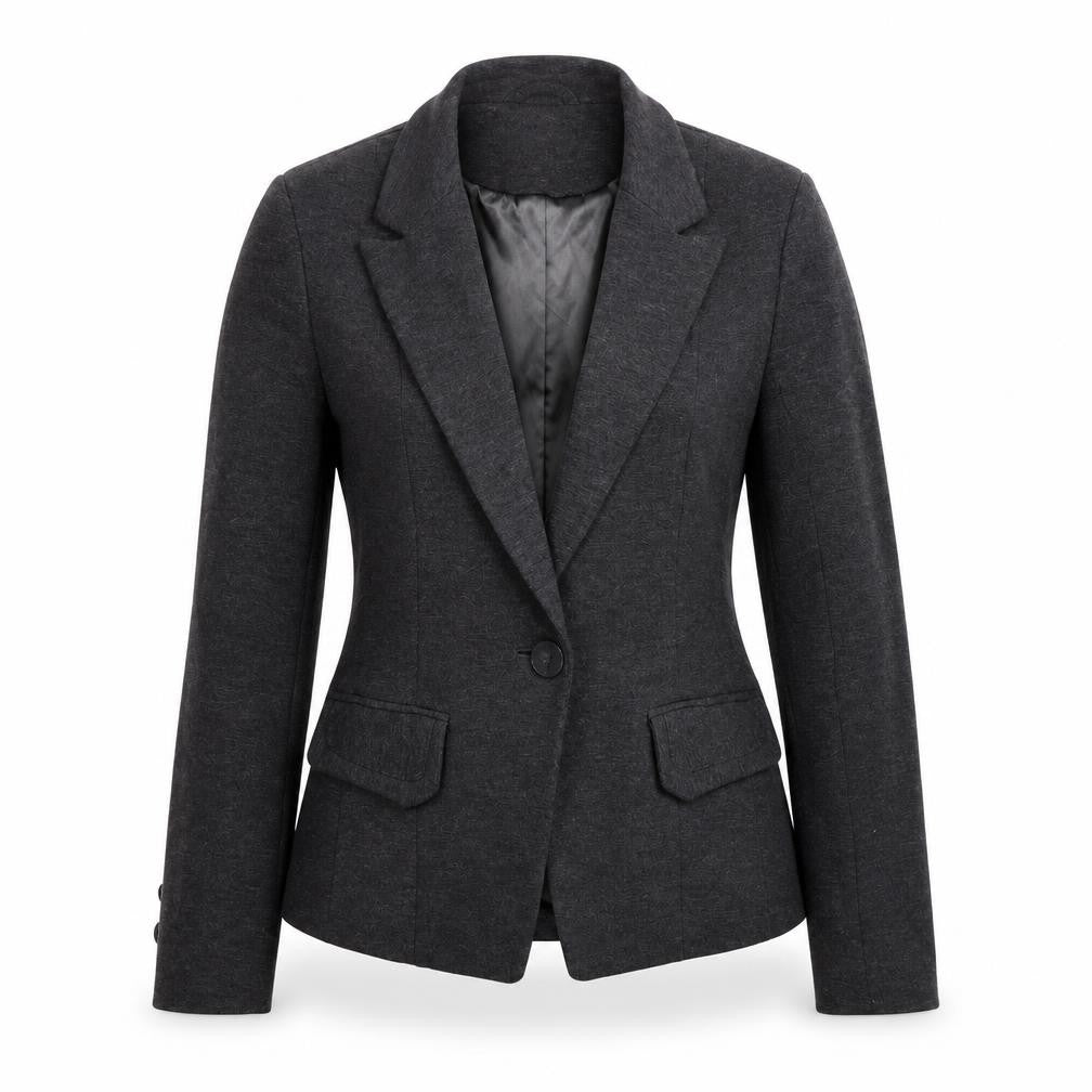 Front view of New Look women’s grey jacket suit, size UK 12