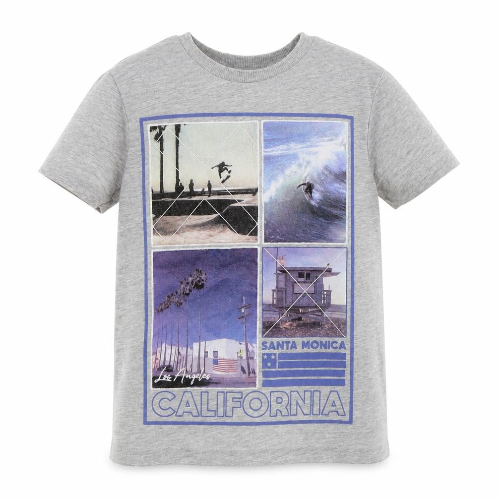 Front view of Marks & Spencer boys’ grey basic t-shirt, size 6-7, years