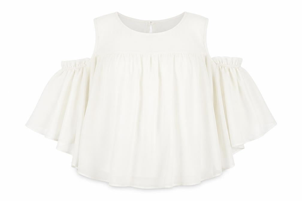 Front view of Tu women’s white basic blouse, size UK 14