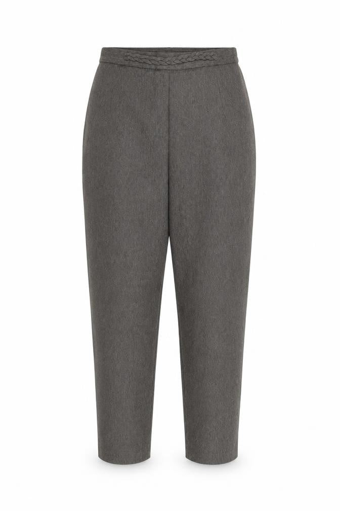 Front view of Berkertex women’s brown herringbone trousers, size M, 25-inch leg