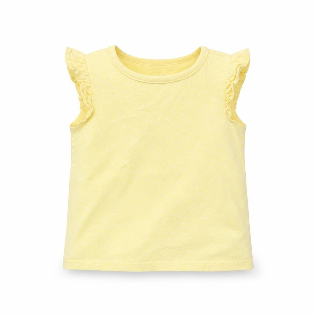 Front view of George girls’ yellow polka dot basic t-shirt, size 12-18, months