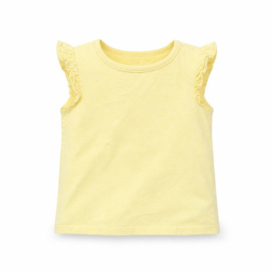Front view of George girls’ yellow polka dot basic t-shirt, size 12-18, months
