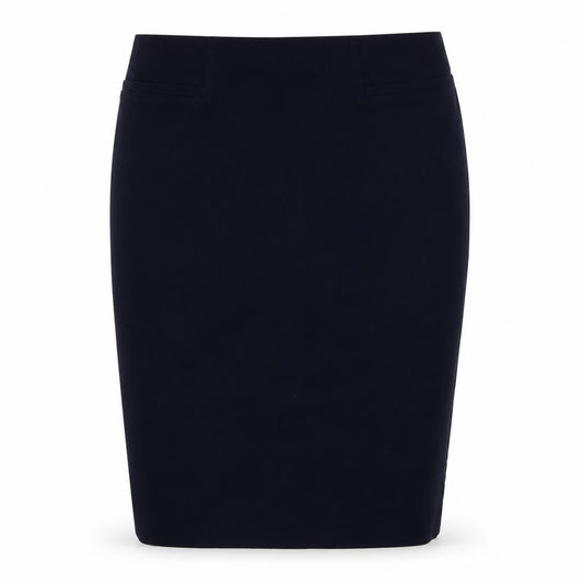 Front view of Marks & Spencer women’s blue bandage skirt, size UK 34, in
