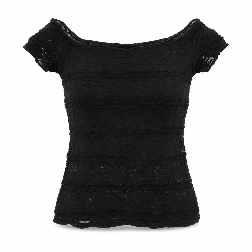 Front view of Dorothy Perkins women’s black basic t-shirt, size UK 10