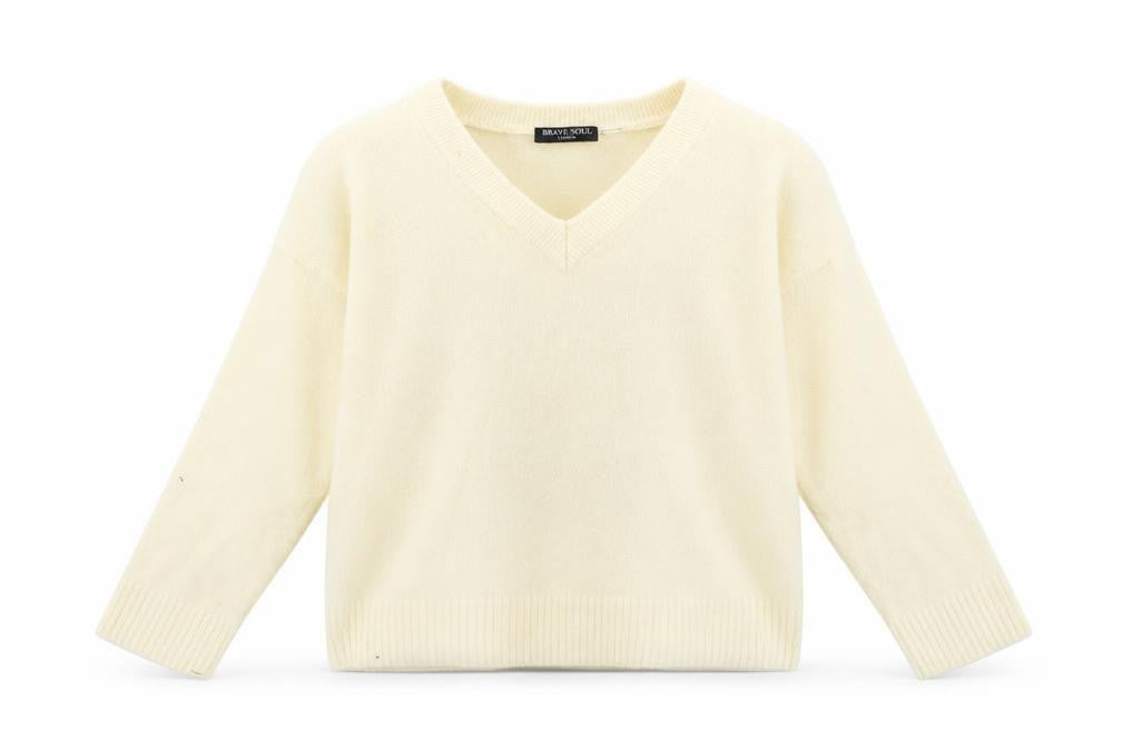 Front view of Brave Soul women’s beige jumper, size S