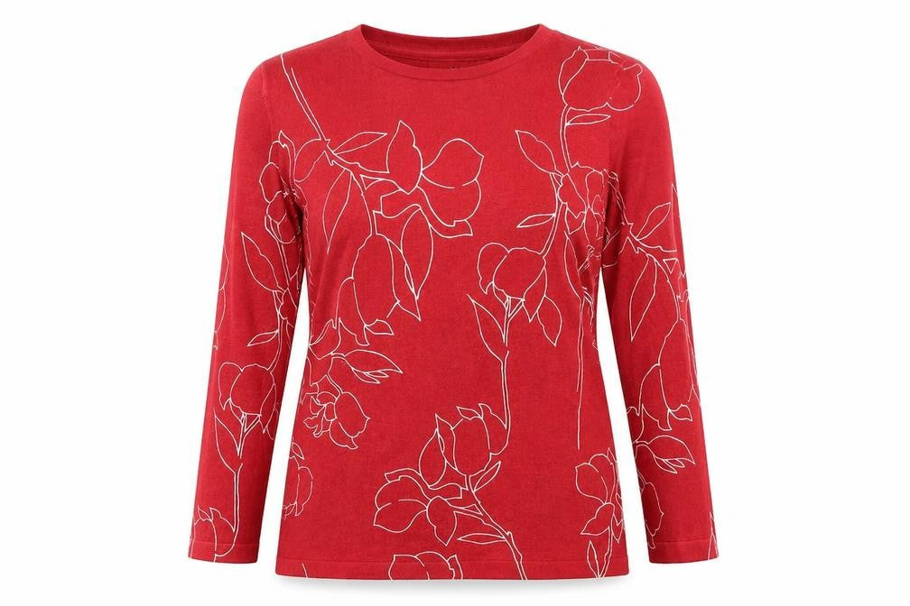 Front view of Next women’s red jumper, size UK 10