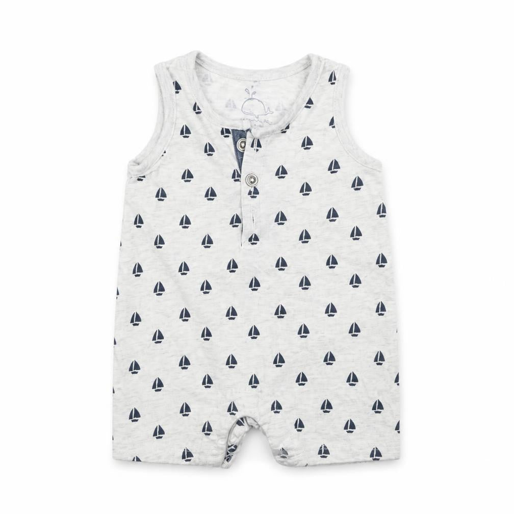 F&F Baby Grey Spotted  Babygrow One-Piece Size 0-3 Months  - Sail Boats