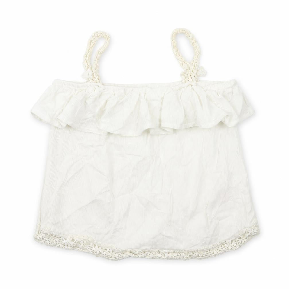 Front view of Primark girls’ white basic tank, size 8, years