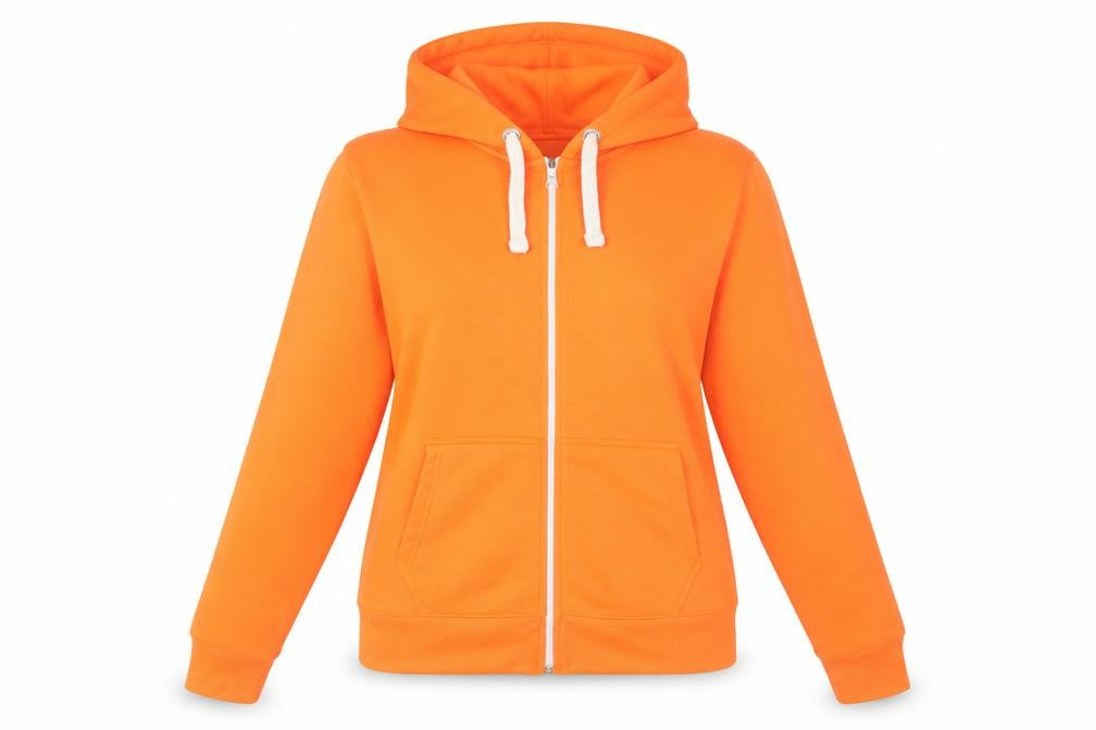 Front view of mataika women’s orange jacket, size 2XL