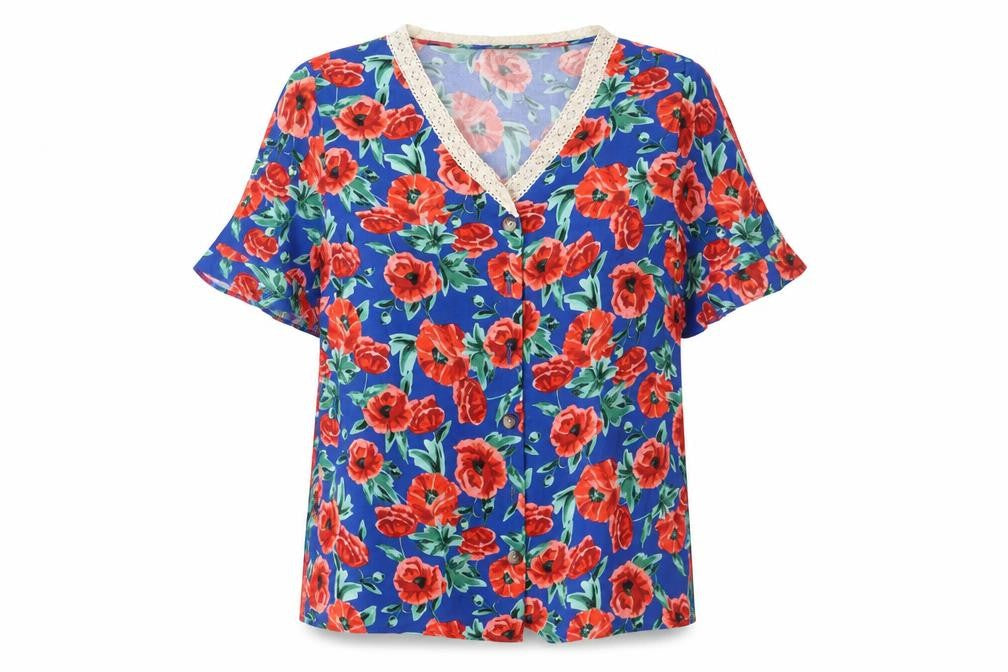 Front view of Papaya women’s multicoloured floral basic button-up, size UK 10