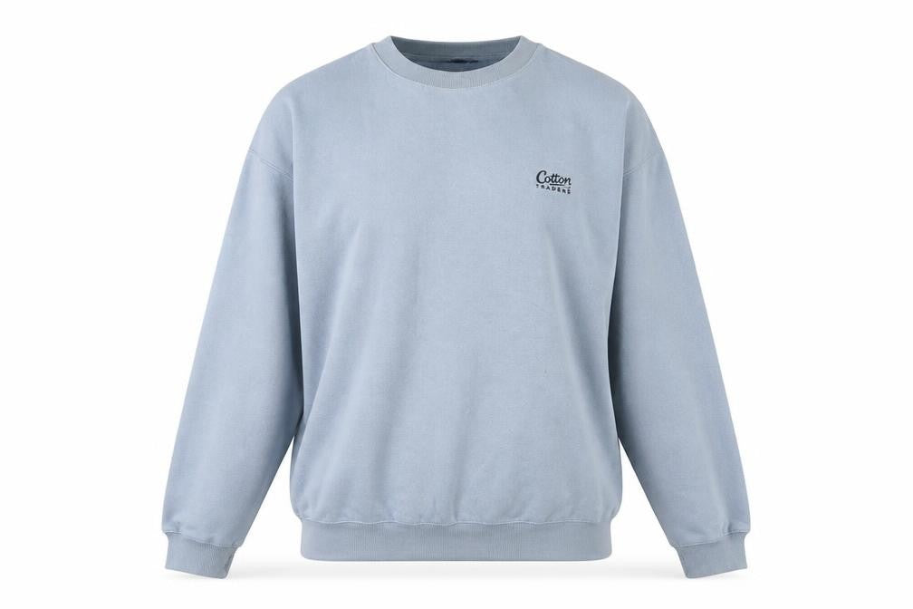 Front view of Cotton Traders women’s blue jumper, size S