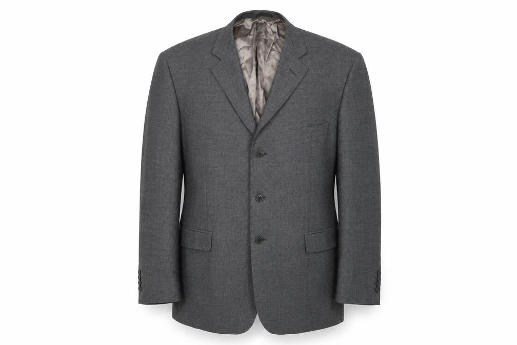 Front view of Marks & Spencer men’s grey jacket suit jacket, size M
