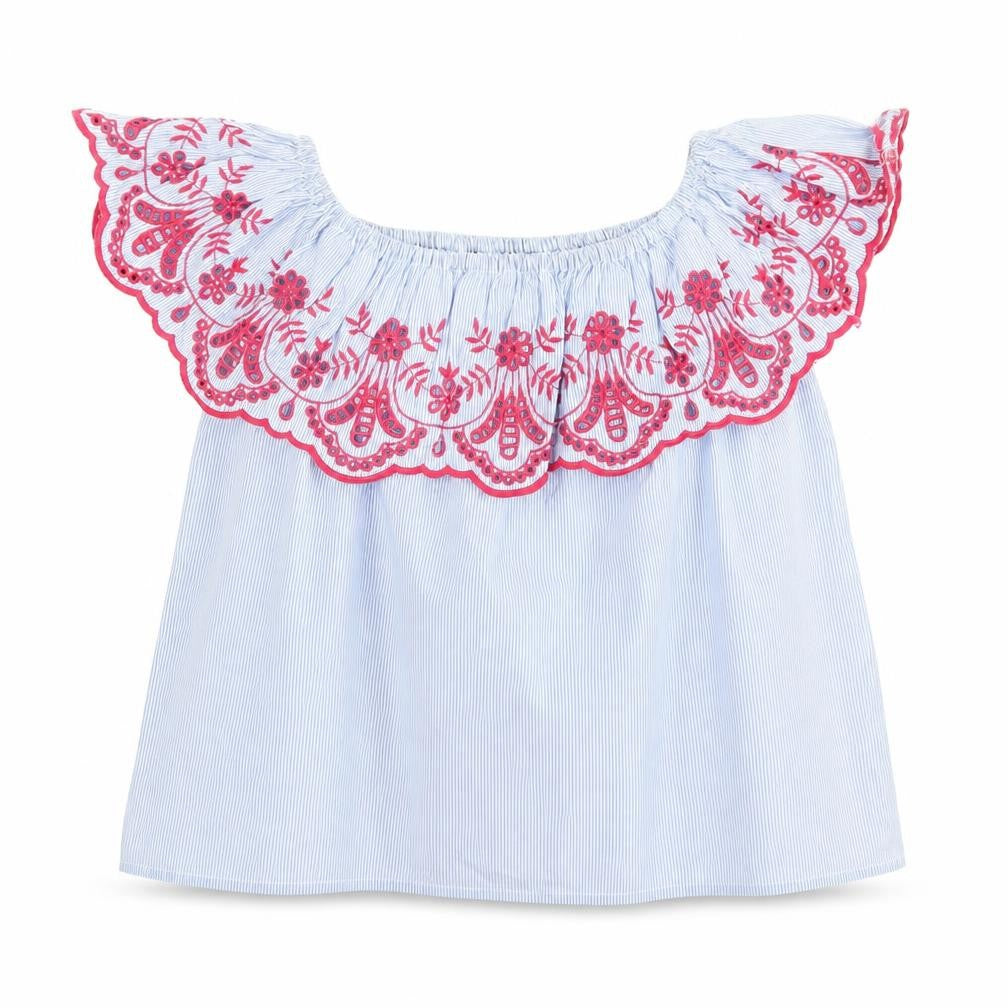 Front view of Red Herring women’s blue floral basic t-shirt, size UK 8