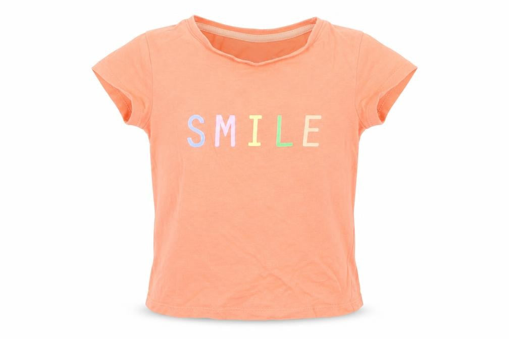 Front view of F&F girls’ orange basic t-shirt, size 2, years