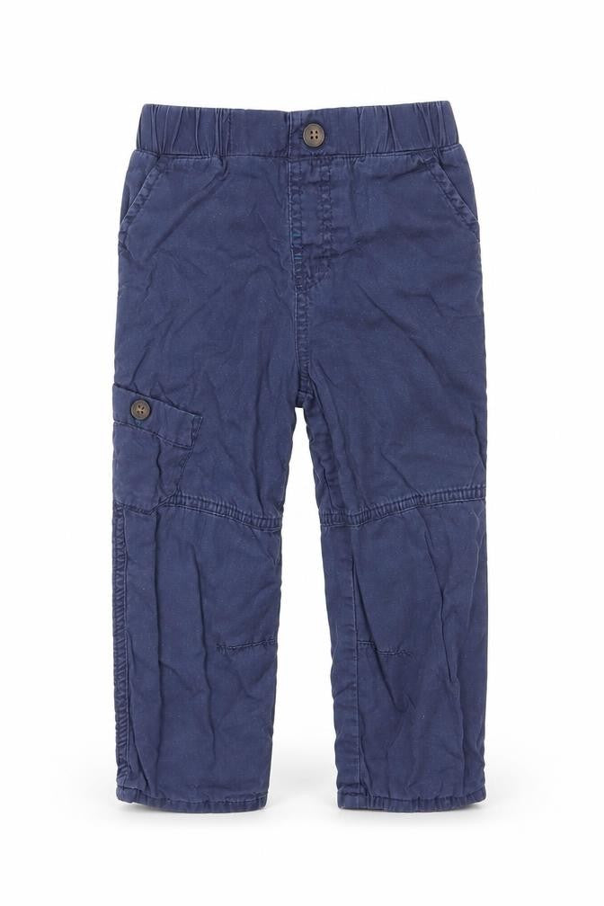 Front view of M&Co boys’ blue cargo trousers, size 18, months