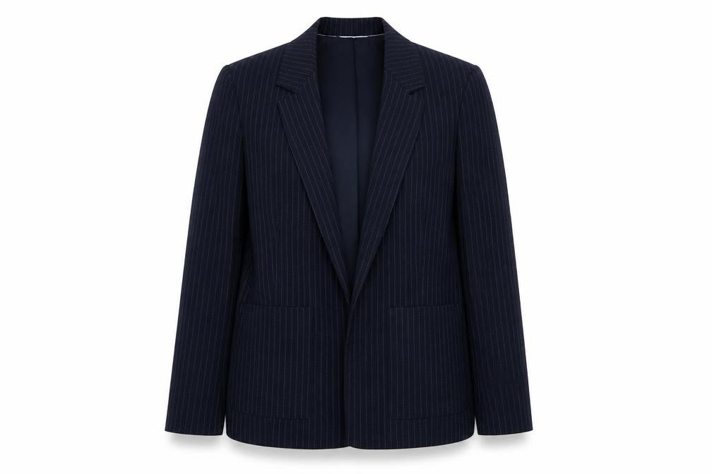 Front view of Topshop women’s blue jacket suit jacket, size UK 12