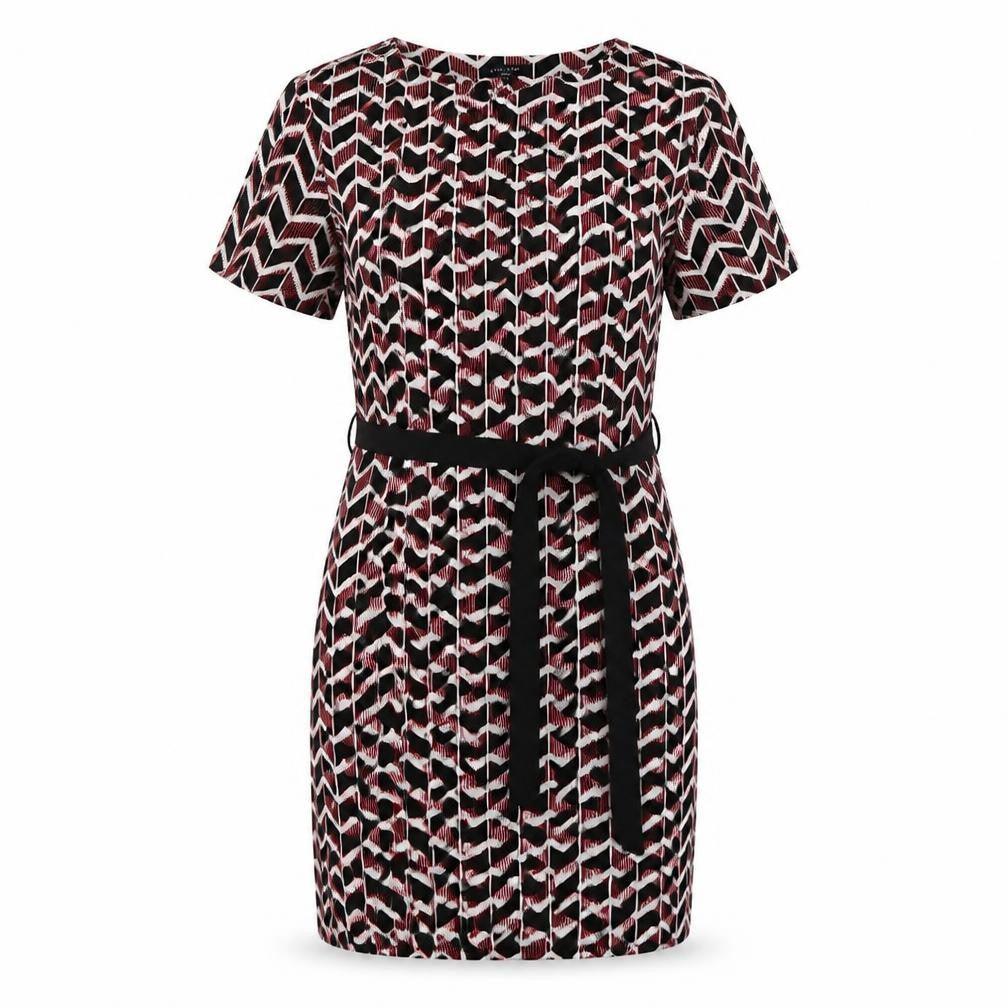 Front view of New Look women’s red geometric pencil dress, size UK 10