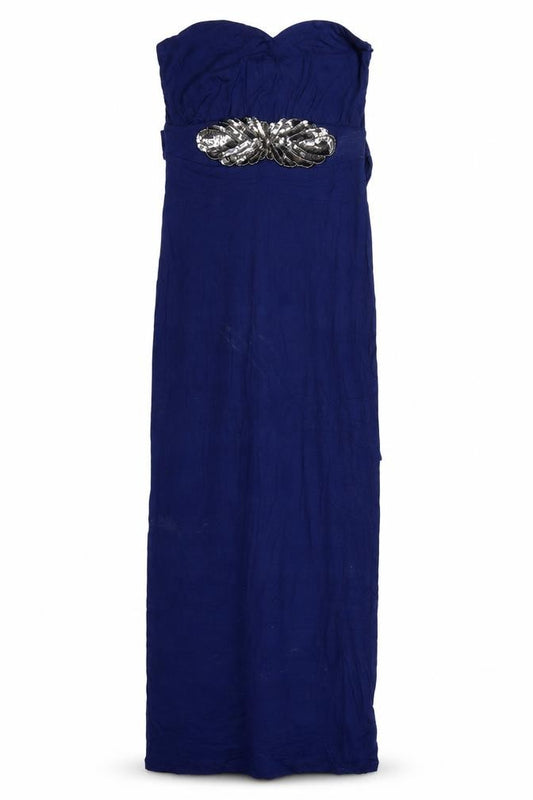 Front view of ASOS women’s blue maxi, size UK 10