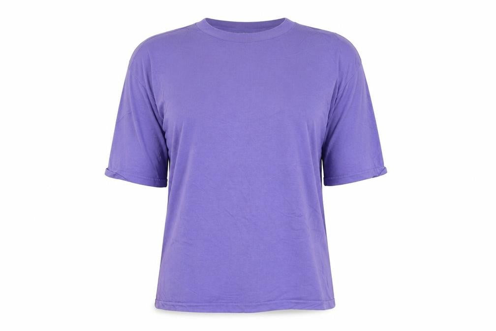 Front view of Cis Co. Ltd women’s purple basic t-shirt, size L