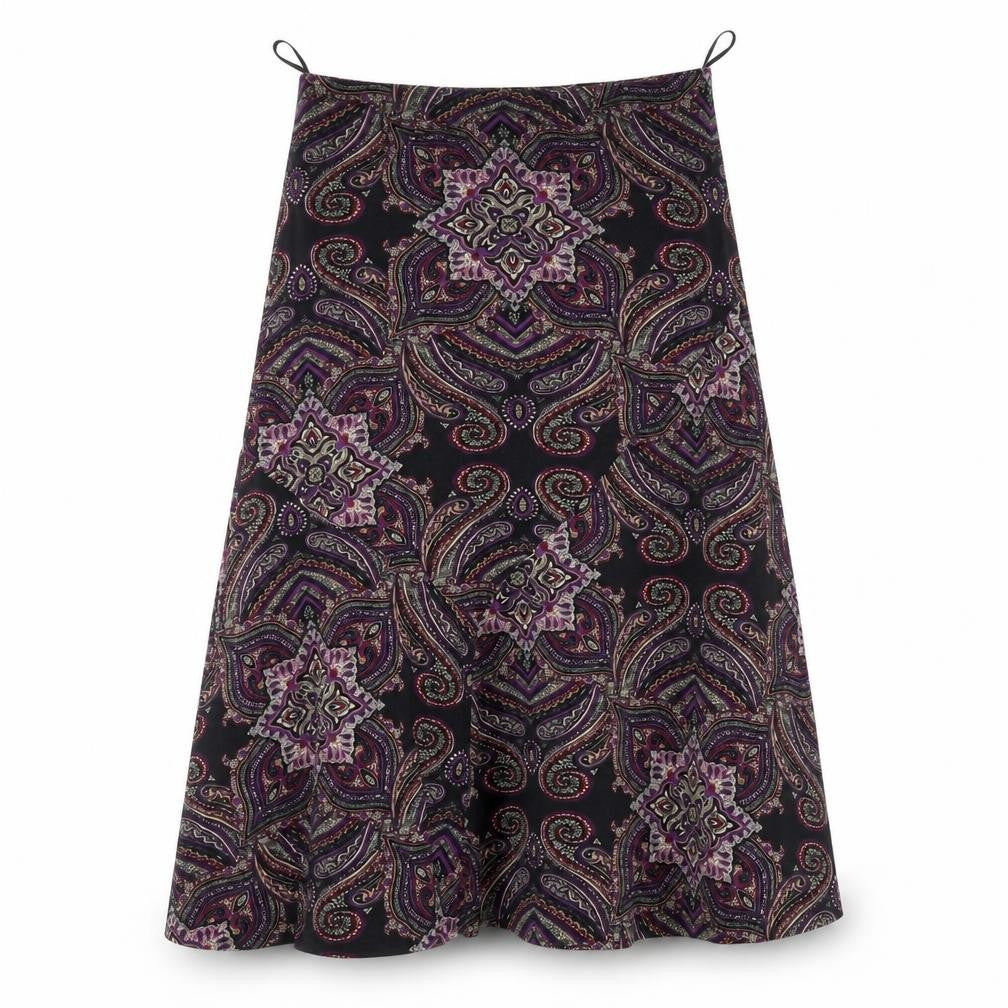 M&S Womens Black Fair Isle  A-Line Skirt Size 10