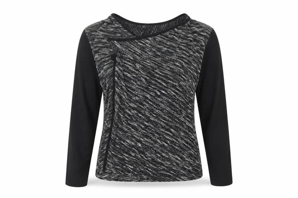 Front view of BHS women’s grey wrap jumper, size UK 16