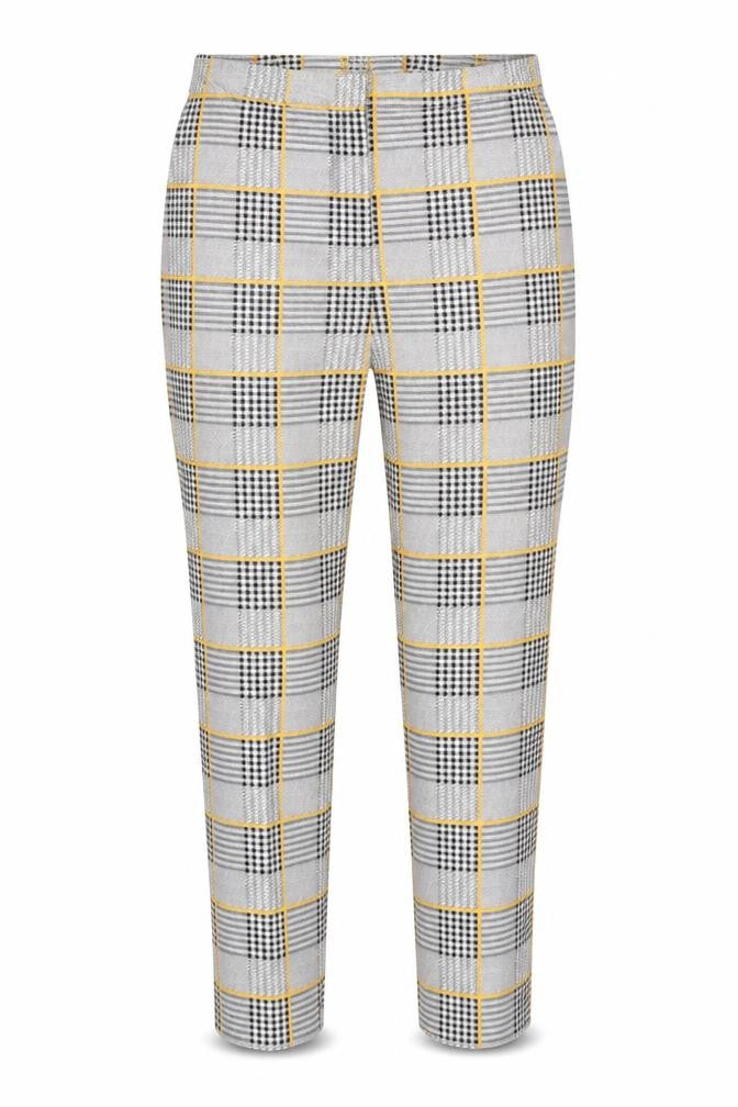 Front view of SHEIN women’s grey plaid trousers, size M, 26-inch leg