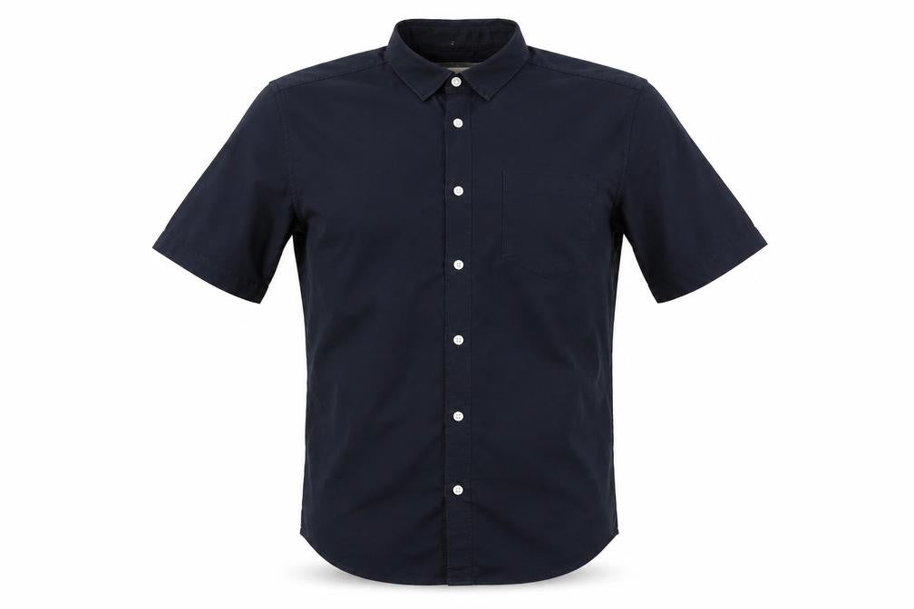 Front view of River Island men’s blue button-up, size XS