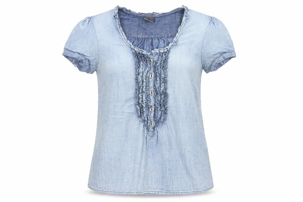 Front view of Vero Moda women’s blue basic blouse, size M