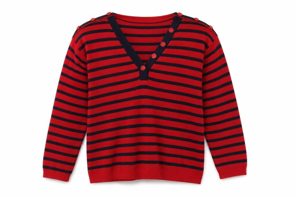 Mango Womens Red Striped  Pullover Jumper Size M
