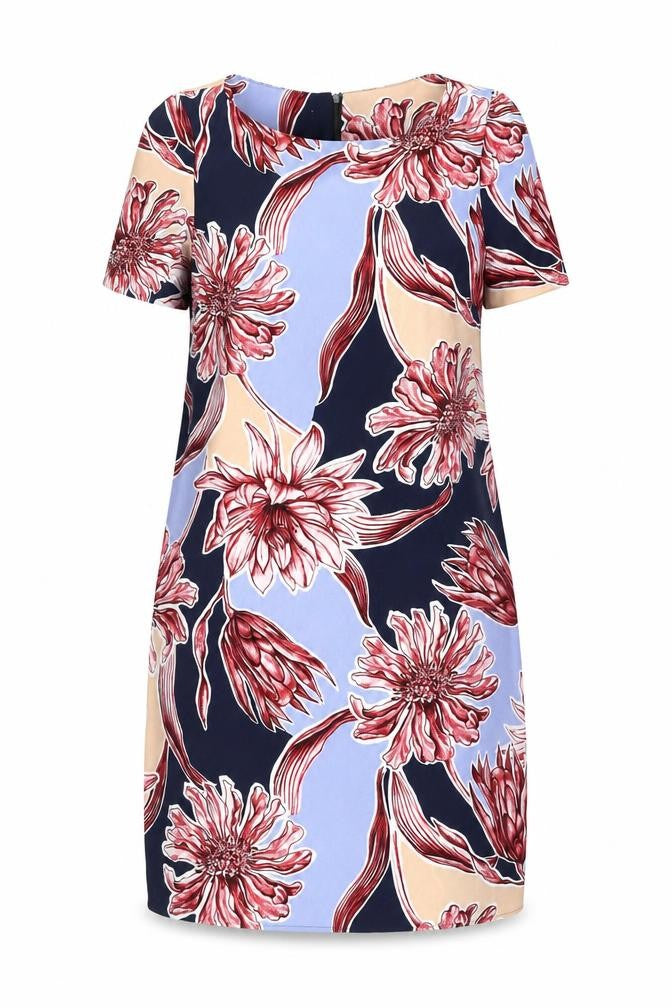 Front view of Marks & Spencer women’s blue floral a-line, size UK 10