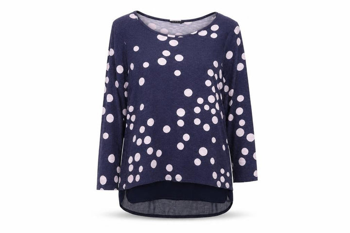 Roman Womens Blue Polka Dot Basic T-Shirt Size 12