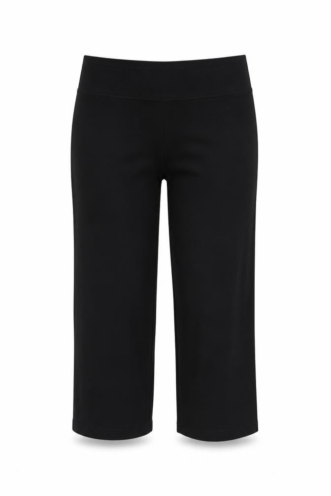 Front view of Marks & Spencer women’s black trousers, size UK 10, 21-inch leg