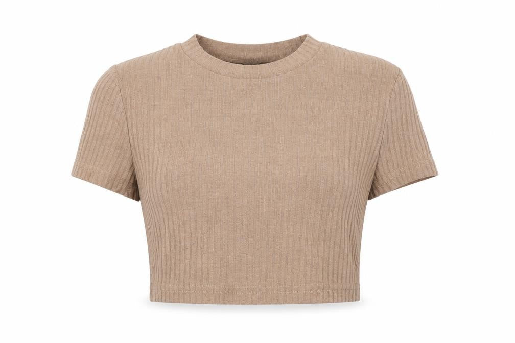 Front view of SHEIN women’s brown basic t-shirt, size XS