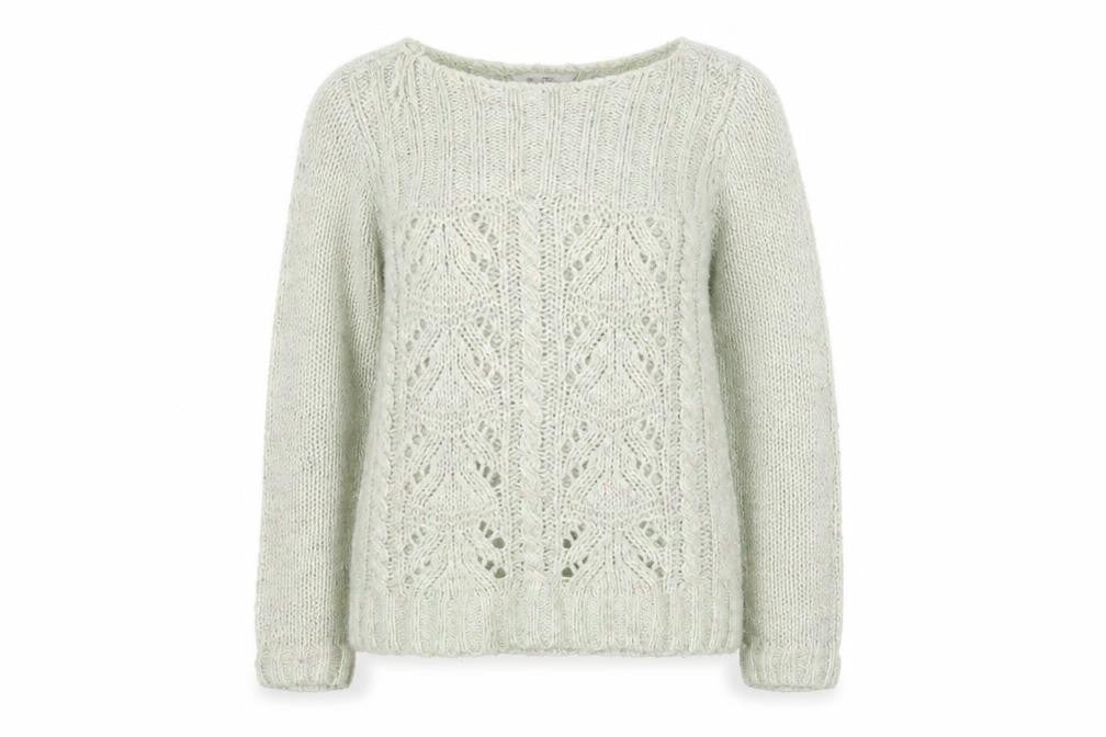 Front view of BHS women’s green jumper, size UK 10