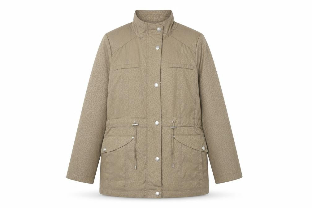 Front view of ISLE women’s brown jacket, size UK 12