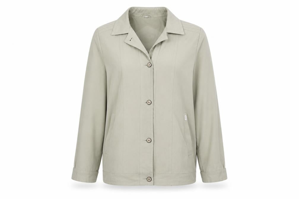 Front view of JBC Collection women’s green jacket, size UK 14