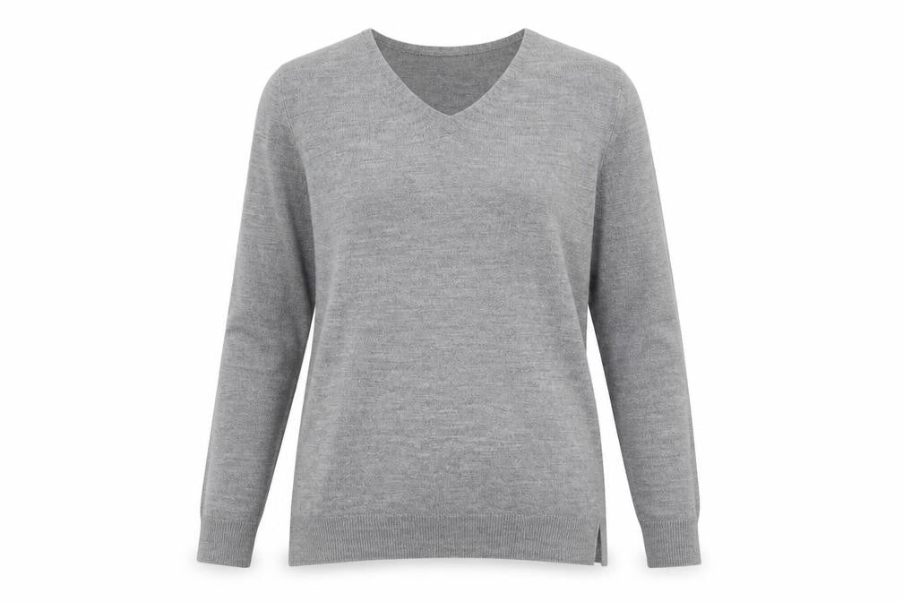 Front view of Atmosphere women’s grey pullover sweatshirt, size UK 10