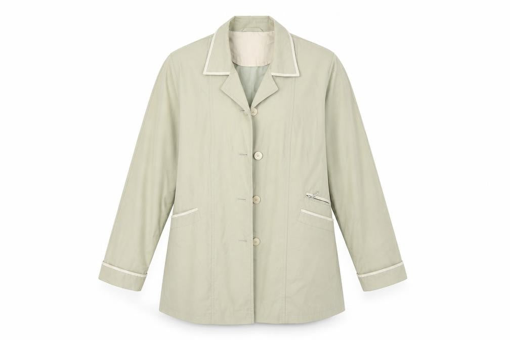 Front view of Berktex women’s green jacket, size UK 14